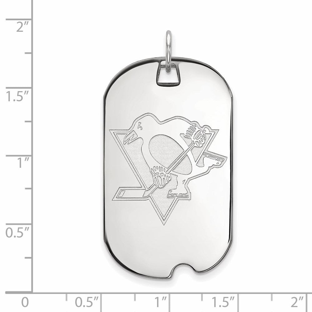 Sterlingsilber Rhodiniert Nhl Logoart Pittsburgh Penguins Groß Erkennungsmarke Anhänger