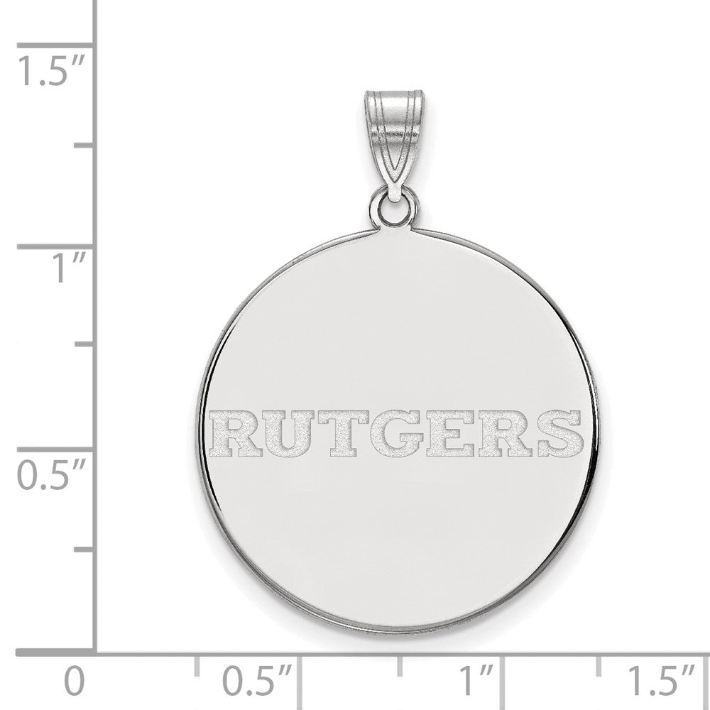 Sterlingsilber Rhodiniert Logoart Rutgers University Extra Groß Plättchen Anhänger