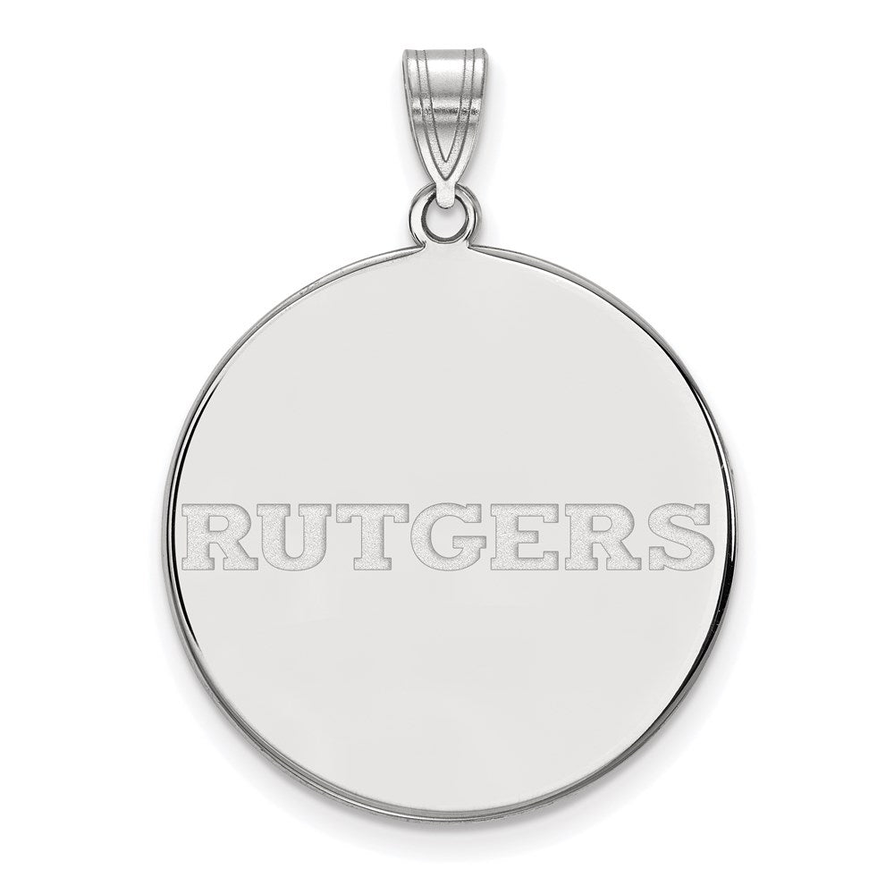 Sterlingsilber Rhodiniert Logoart Rutgers University Extra Groß Plättchen Anhänger