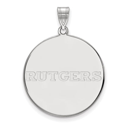 Sterlingsilber Rhodiniert Logoart Rutgers University Extra Groß Plättchen Anhänger