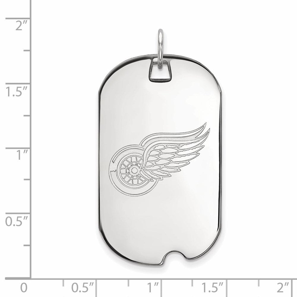 Sterlingsilber Rhodiniert Nhl Logoart Detroit Rot Flügel Groß Erkennungsmarke Anhänger