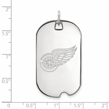 Sterlingsilber Rhodiniert Nhl Logoart Detroit Rot Flügel Groß Erkennungsmarke Anhänger