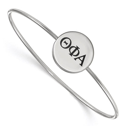 Sterlingsilber Rhodiniert Logoart Theta Phi Alpha Emailliert Schieber auf Armreif Armband