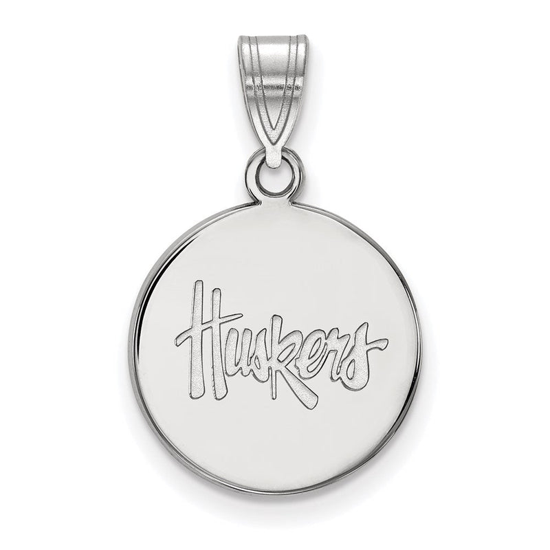 Sterlingsilber Rhodiniert Logoart University Of Nebraska Huskers Mittel Plättchen Anhänger