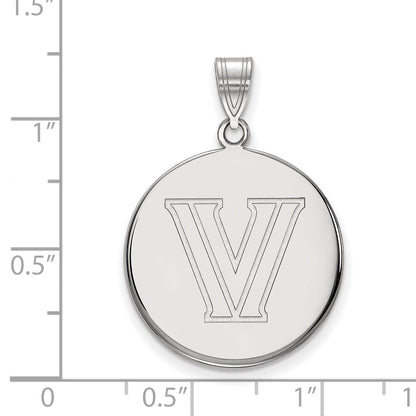 14K Weißgold Logoart Villanova University Buchstabe V Groß Plättchen Anhänger