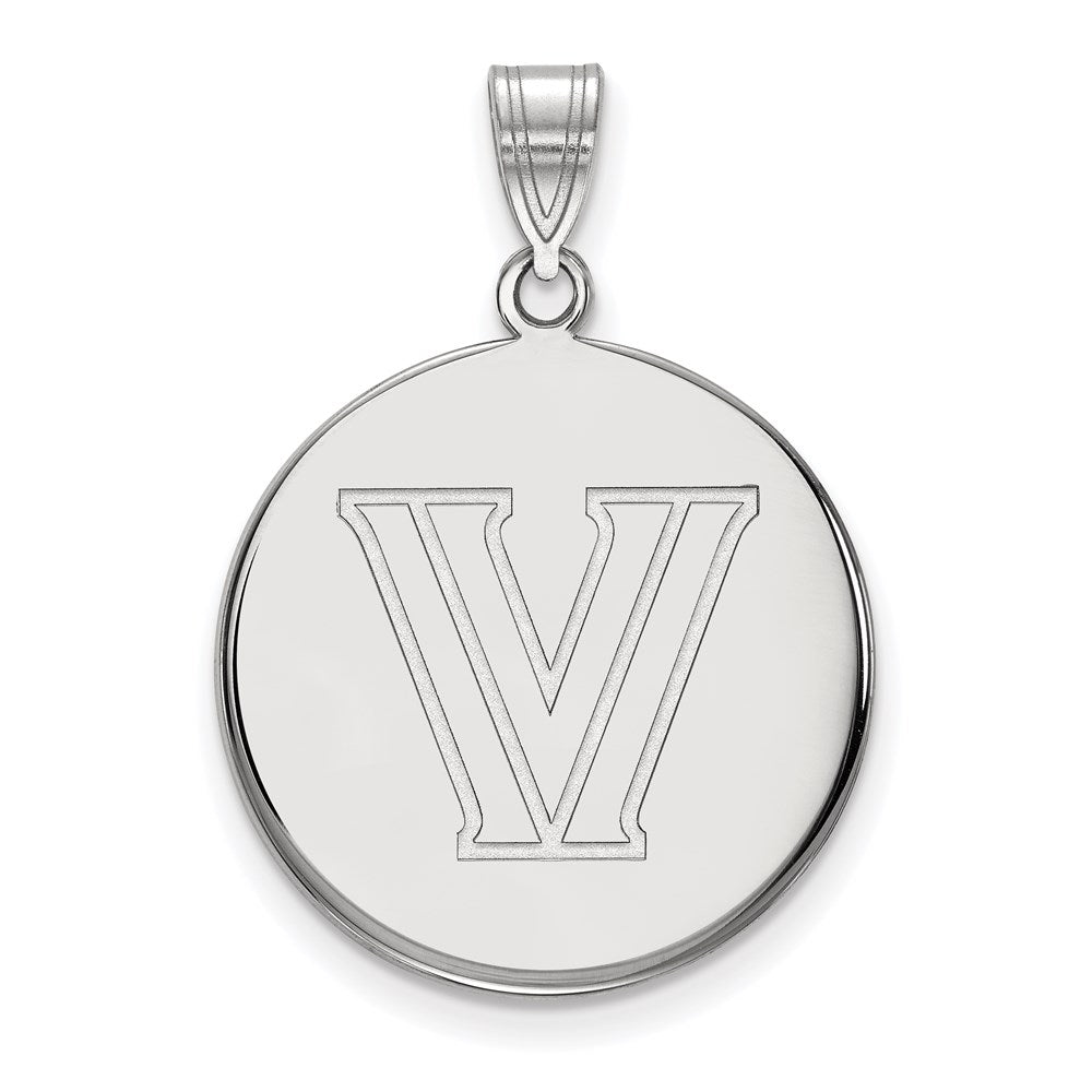 10K Weißgold Logoart Villanova University Buchstabe V Groß Plättchen Anhänger