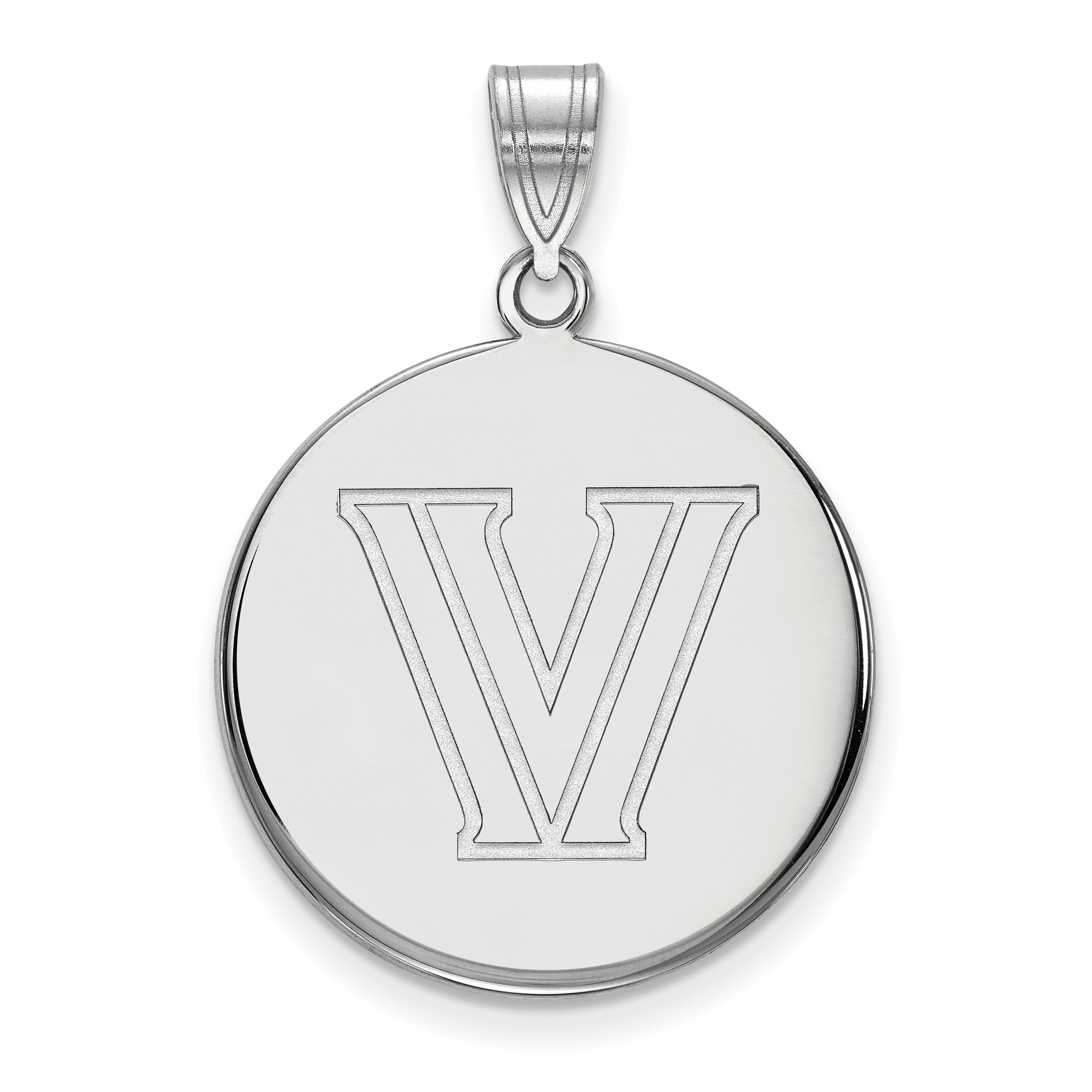 14K Weißgold Logoart Villanova University Buchstabe V Groß Plättchen Anhänger