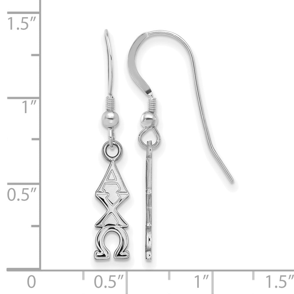 Sterlingsilber Rhodiniert Logoart Alpha Chi Omega Sorority Greek Buchstaben Klein Hängend Draht Ohrringe