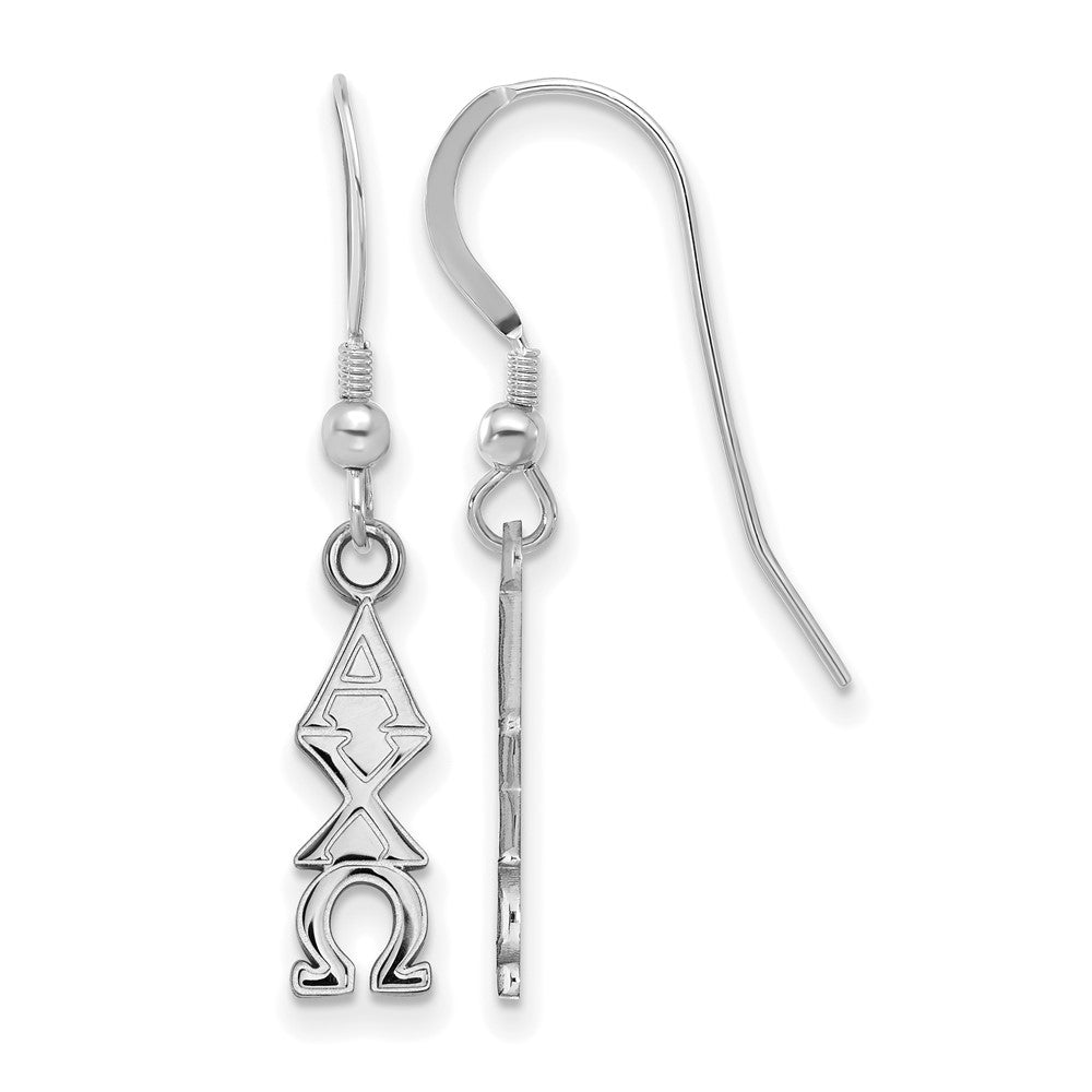 Sterlingsilber Rhodiniert Logoart Alpha Chi Omega Sorority Greek Buchstaben Klein Hängend Draht Ohrringe