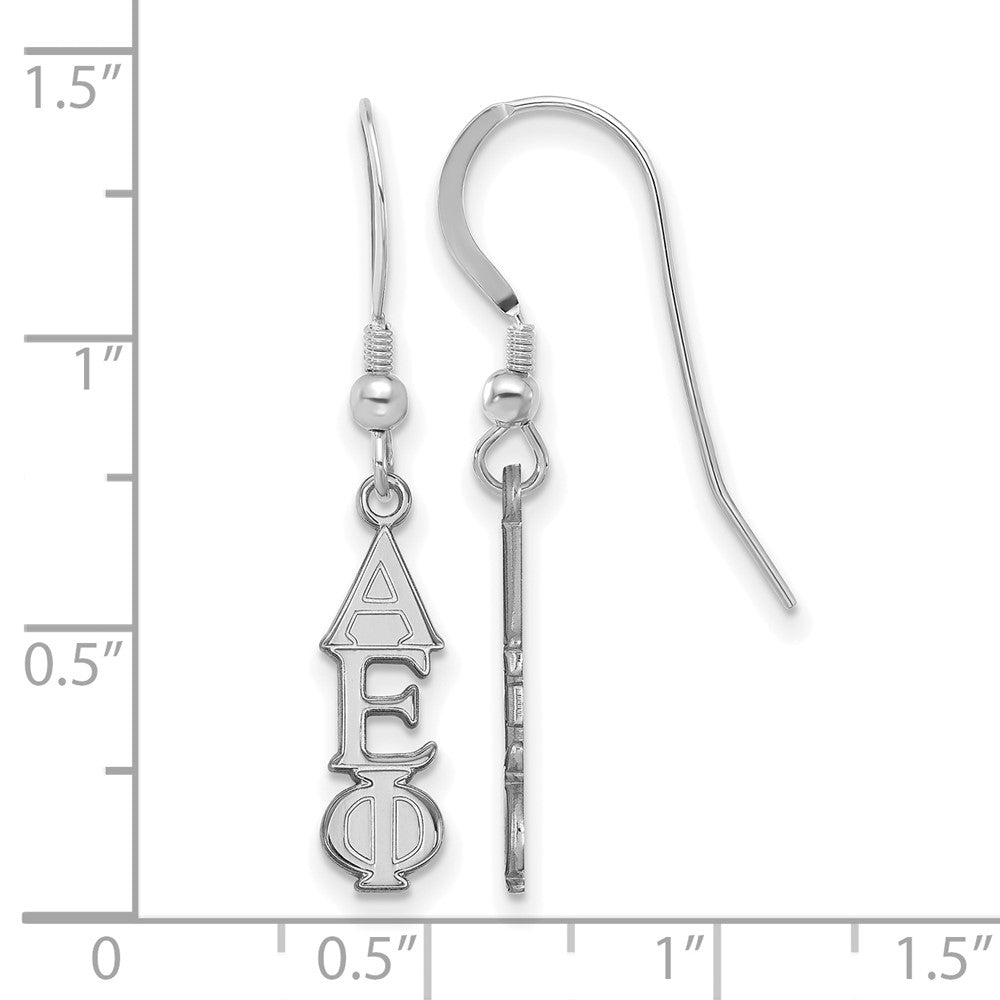 Sterlingsilber Rhodiniert Logoart Alpha Epsilon Phi Sorority Greek Buchstaben Klein Hängend Draht Ohrringe