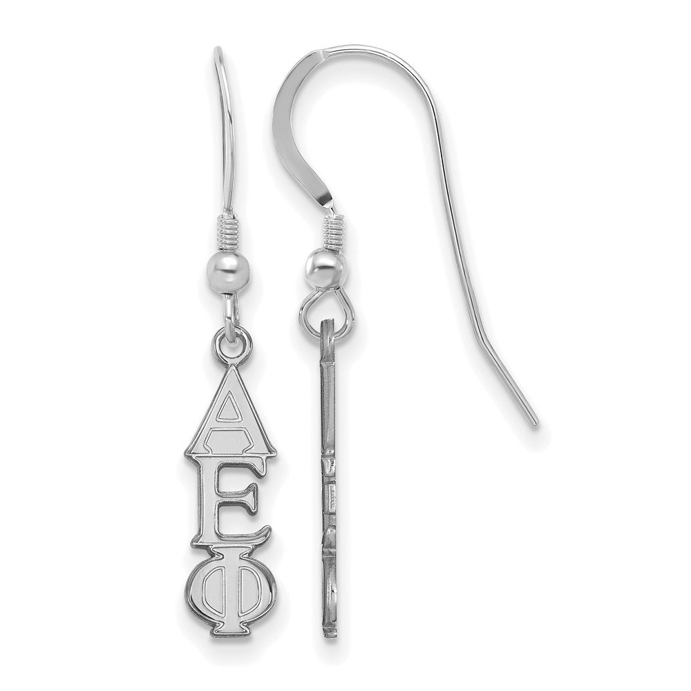 Sterlingsilber Rhodiniert Logoart Alpha Epsilon Phi Sorority Greek Buchstaben Klein Hängend Draht Ohrringe
