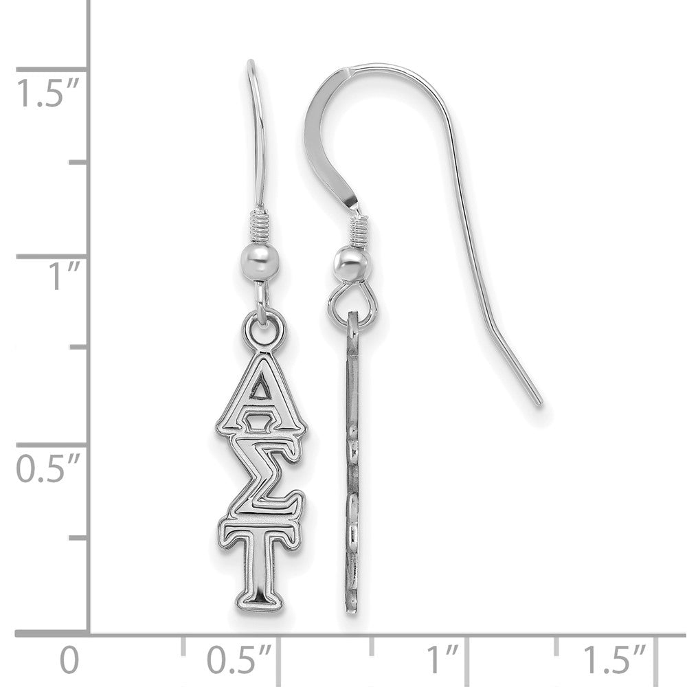 Sterlingsilber Rhodiniert Logoart Alpha Sigma Tau Sorority Greek Buchstaben Klein Hängend Draht Ohrringe