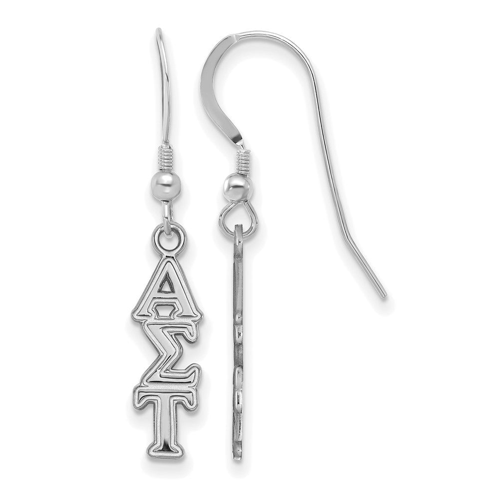 Sterlingsilber Rhodiniert Logoart Alpha Sigma Tau Sorority Greek Buchstaben Klein Hängend Draht Ohrringe