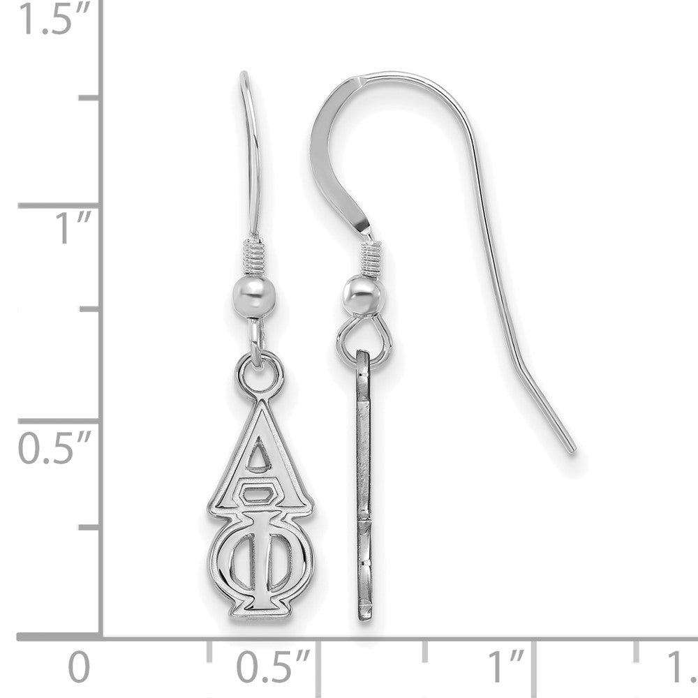 Sterlingsilber Rhodiniert Logoart Alpha Phi Sorority Greek Buchstaben Klein Hängend Draht Ohrringe