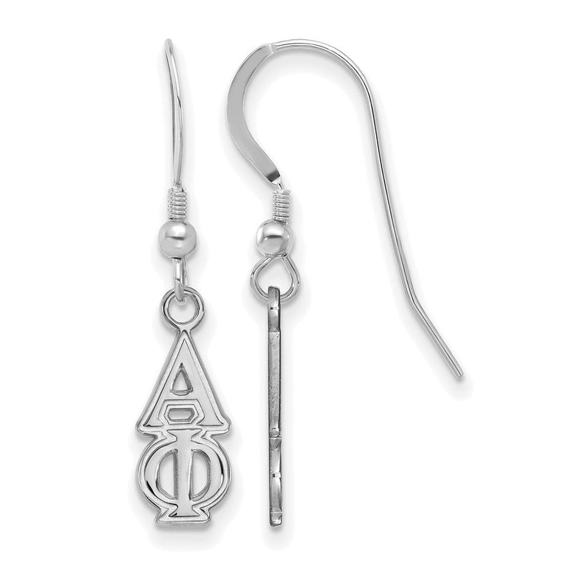 Sterlingsilber Rhodiniert Logoart Alpha Phi Sorority Greek Buchstaben Klein Hängend Draht Ohrringe