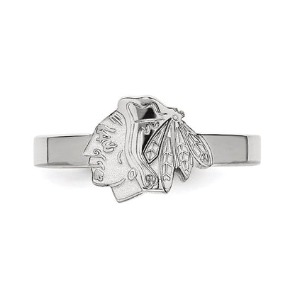 Sterlingsilber Rhodiniert Nhl Logoart Chicago Blackhawks Zehenring