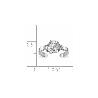 Sterlingsilber Rhodiniert Nhl Logoart Chicago Blackhawks Zehenring