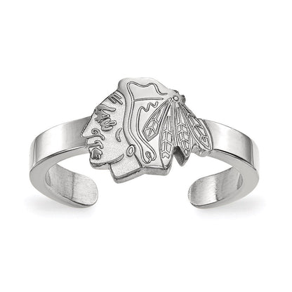 Sterlingsilber Rhodiniert Nhl Logoart Chicago Blackhawks Zehenring