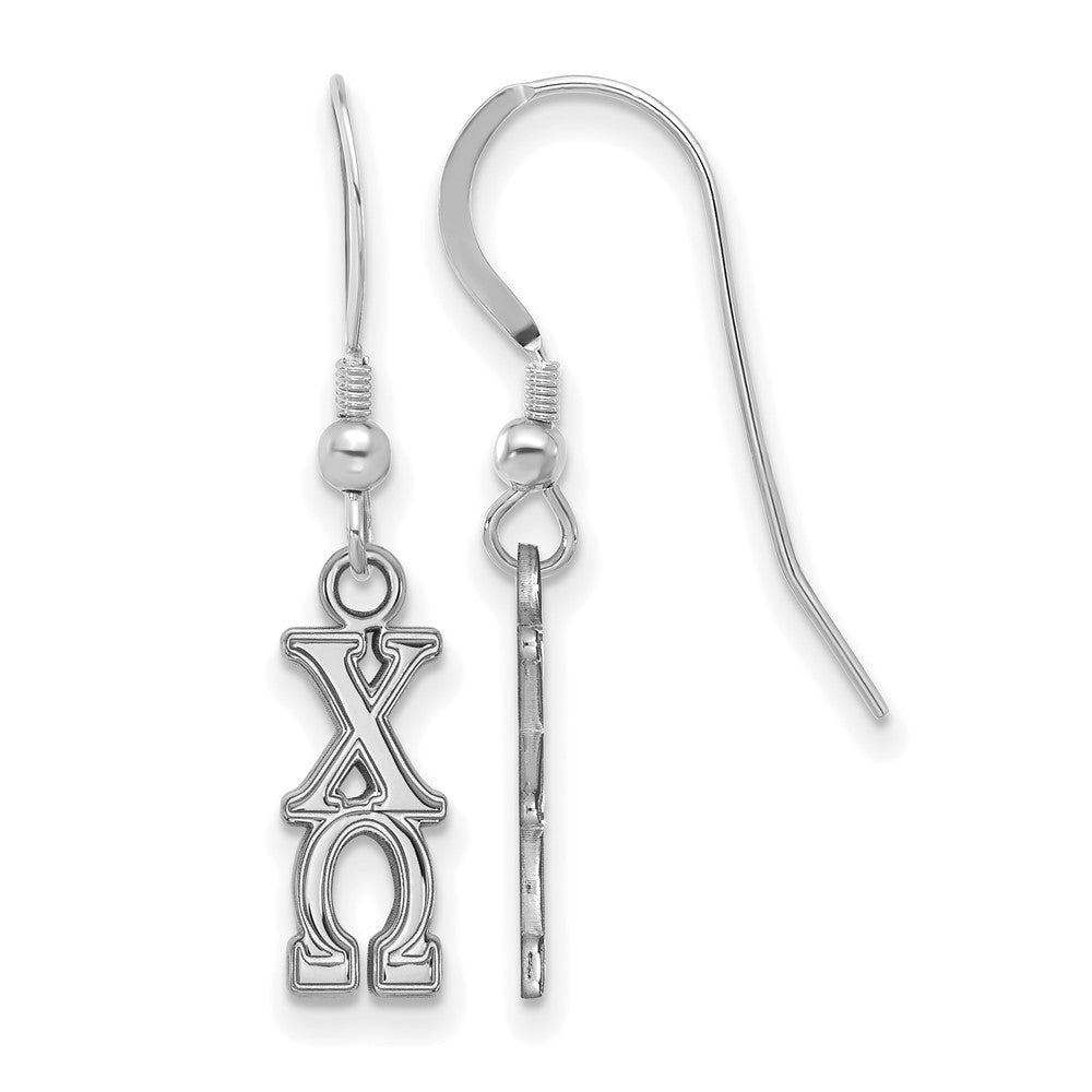 Sterlingsilber Rhodiniert Logoart Chi Omega Sorority Greek Buchstaben Klein Hängend Draht Ohrringe