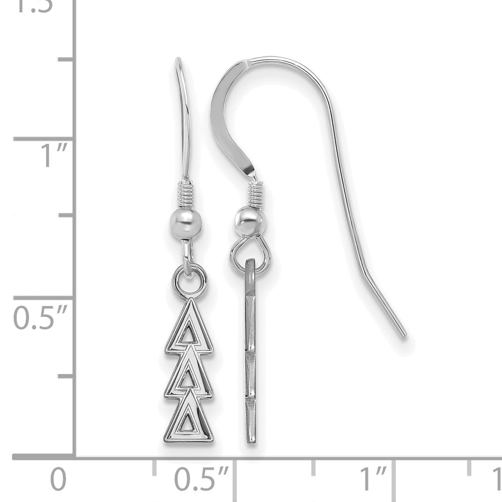 Sterlingsilber Rhodiniert Logoart Delta Sorority Greek Buchstaben Klein Hängend Draht Ohrringe