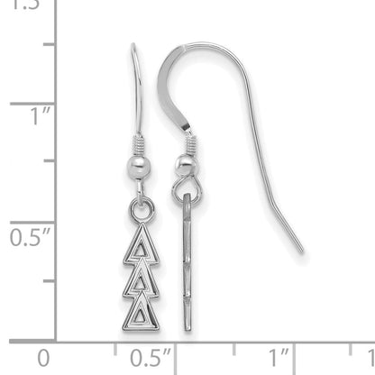 Sterlingsilber Rhodiniert Logoart Delta Sorority Greek Buchstaben Klein Hängend Draht Ohrringe