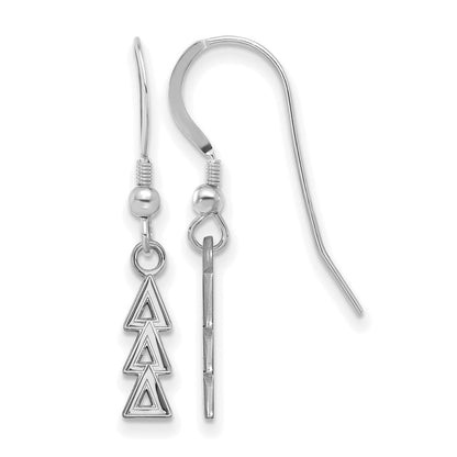 Sterlingsilber Rhodiniert Logoart Delta Sorority Greek Buchstaben Klein Hängend Draht Ohrringe