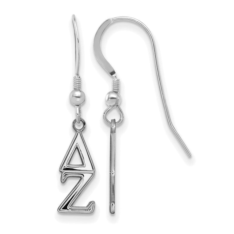 Sterlingsilber Rhodiniert Logoart Delta Zeta Extra Sorority Greek Buchstaben Klein Hängend Draht Ohrringe