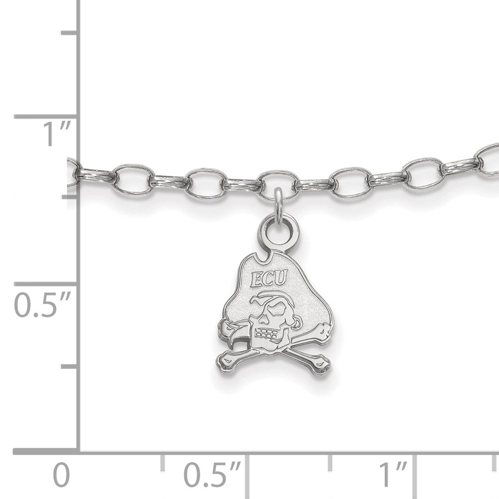 Sterlingsilber Rhodiniert Logoart Ost Carolina University Fußkettchen