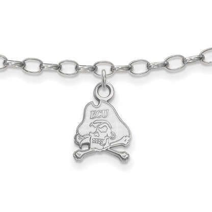 Sterlingsilber Rhodiniert Logoart Ost Carolina University Fußkettchen