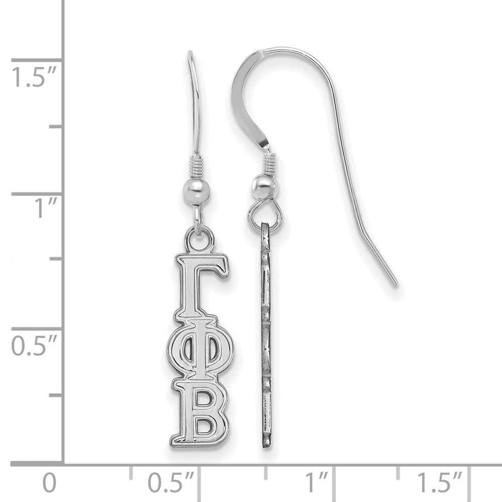 Sterlingsilber Rhodiniert Logoart Gamma Phi Beta Extra Sorority Greek Buchstaben Klein Hängend Draht Ohrringe