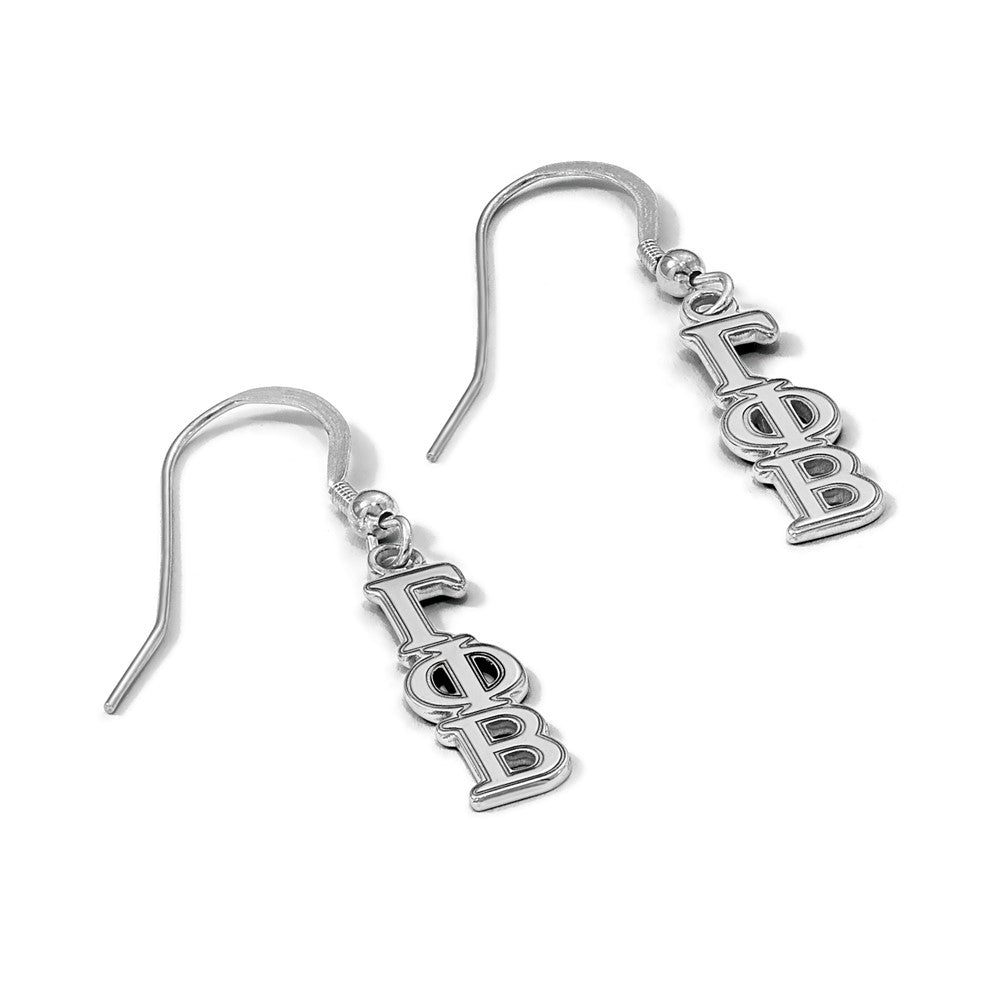 Sterlingsilber Rhodiniert Logoart Gamma Phi Beta Extra Sorority Greek Buchstaben Klein Hängend Draht Ohrringe