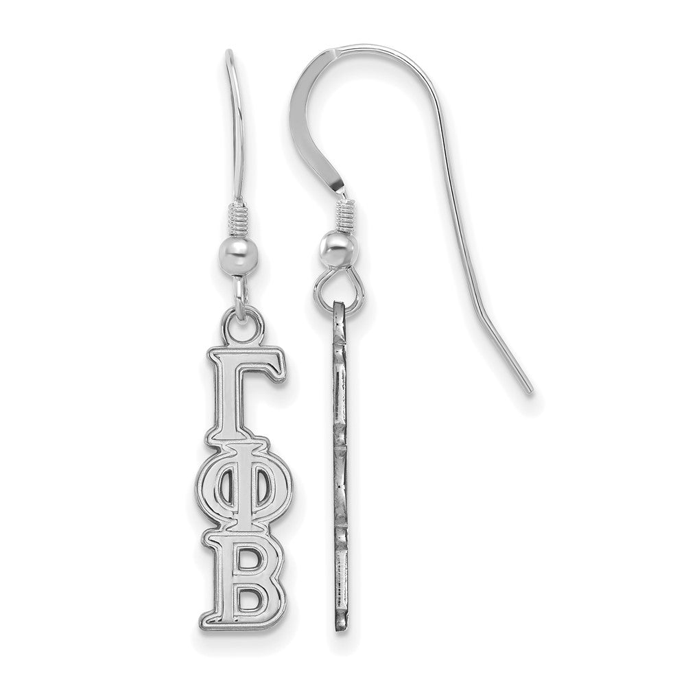 Sterlingsilber Rhodiniert Logoart Gamma Phi Beta Extra Sorority Greek Buchstaben Klein Hängend Draht Ohrringe