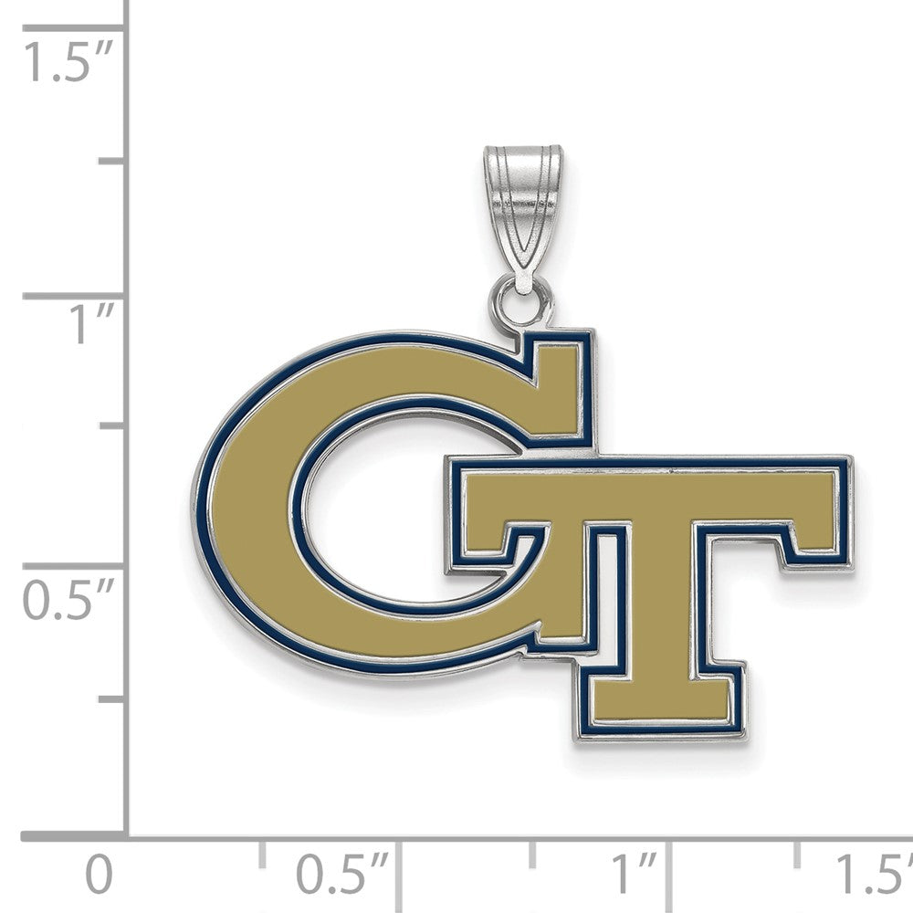 Sterlingsilber Rhodiniert Logoart Georgia Institut Of Technologie G T Groß Emailliert Anhänger