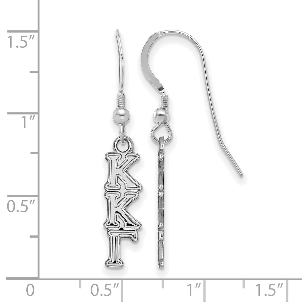 Sterlingsilber Rhodiniert Logoart Kappa Gamma Extra Sorority Greek Buchstaben Klein Hängend Draht Ohrringe