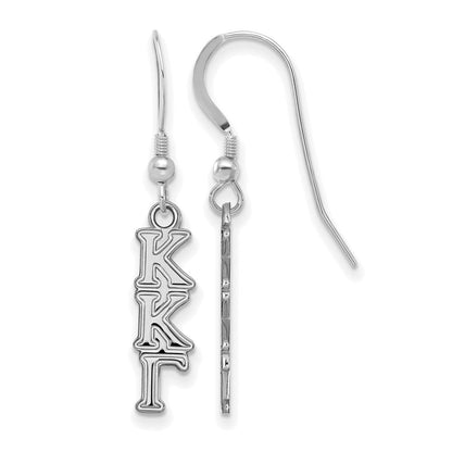 Sterlingsilber Rhodiniert Logoart Kappa Gamma Extra Sorority Greek Buchstaben Klein Hängend Draht Ohrringe