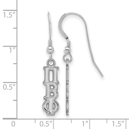 Sterlingsilber Rhodiniert Logoart Pi Beta Phi Extra Sorority Greek Buchstaben Klein Hängend Draht Ohrringe