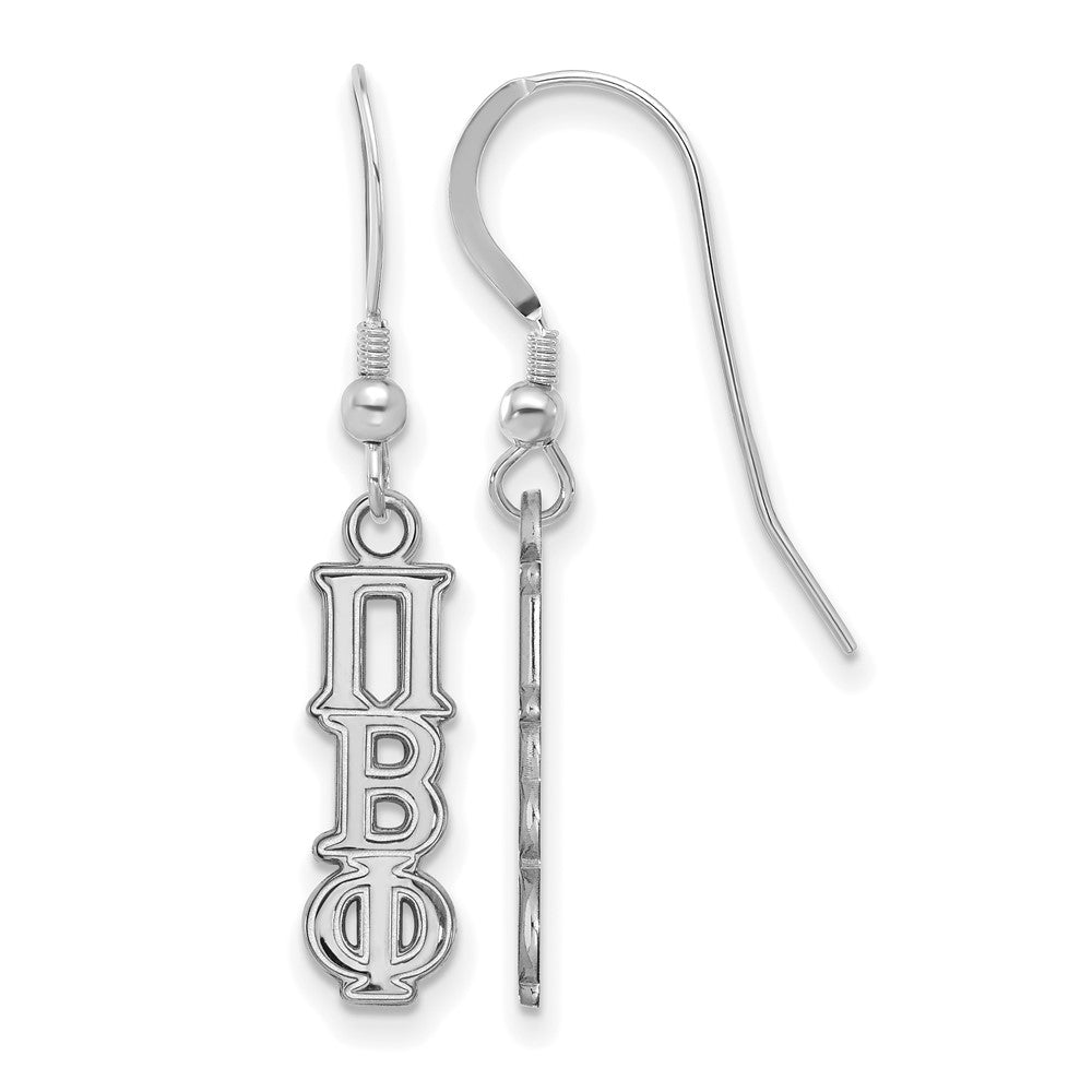 Sterlingsilber Rhodiniert Logoart Pi Beta Phi Extra Sorority Greek Buchstaben Klein Hängend Draht Ohrringe