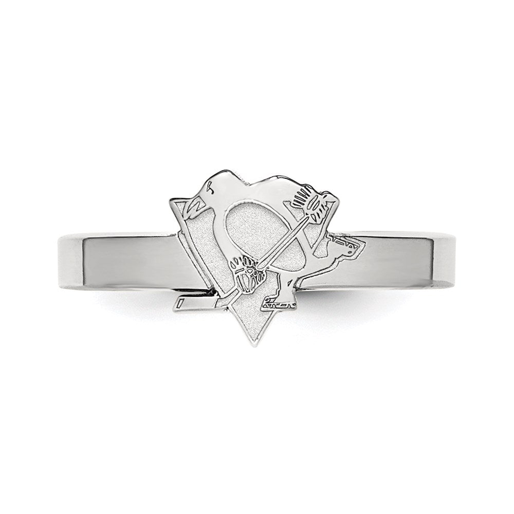 Sterlingsilber Rhodiniert Nhl Logoart Pittsburgh Penguins Zehenring