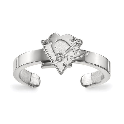 Sterlingsilber Rhodiniert Nhl Logoart Pittsburgh Penguins Zehenring