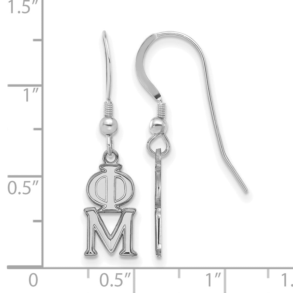 Sterlingsilber Rhodiniert Logoart Phi Mu Sorority Greek Buchstaben Klein Hängend Draht Ohrringe