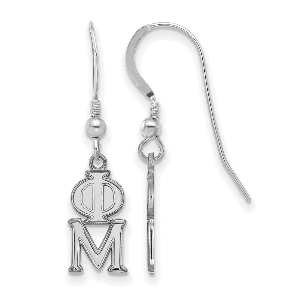 Sterlingsilber Rhodiniert Logoart Phi Mu Sorority Greek Buchstaben Klein Hängend Draht Ohrringe