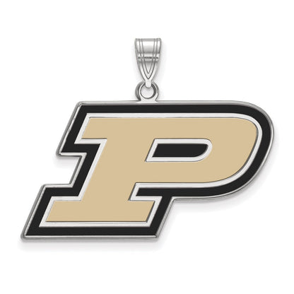 Sterlingsilber Rhodiniert Logoart Purdue University Buchstabe P Groß Emailliert Anhänger