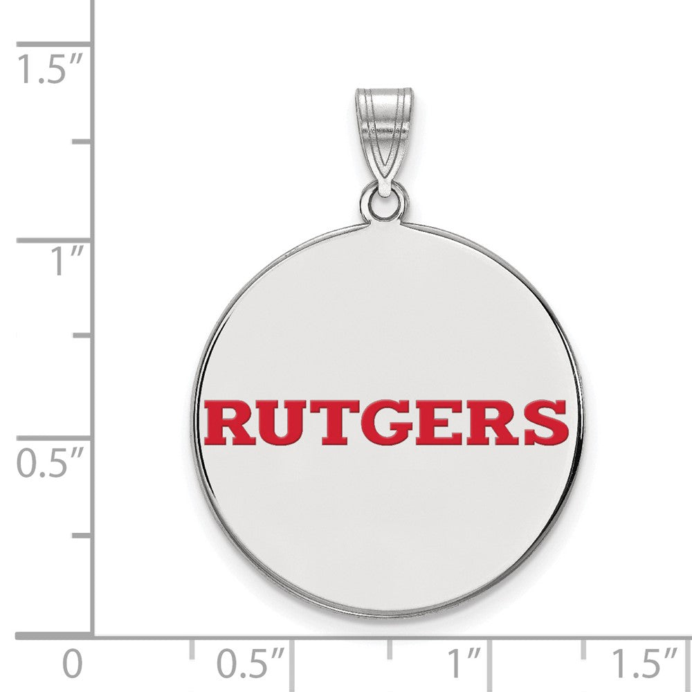 Sterlingsilber Rhodiniert Logoart Rutgers University Extra Groß Emailliert Plättchen Anhänger