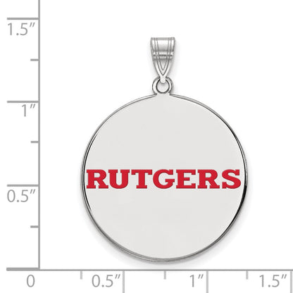 Sterlingsilber Rhodiniert Logoart Rutgers University Extra Groß Emailliert Plättchen Anhänger