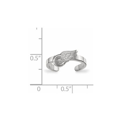 Sterlingsilber Rhodiniert Nhl Logoart Detroit Rot Flügel Zehenring
