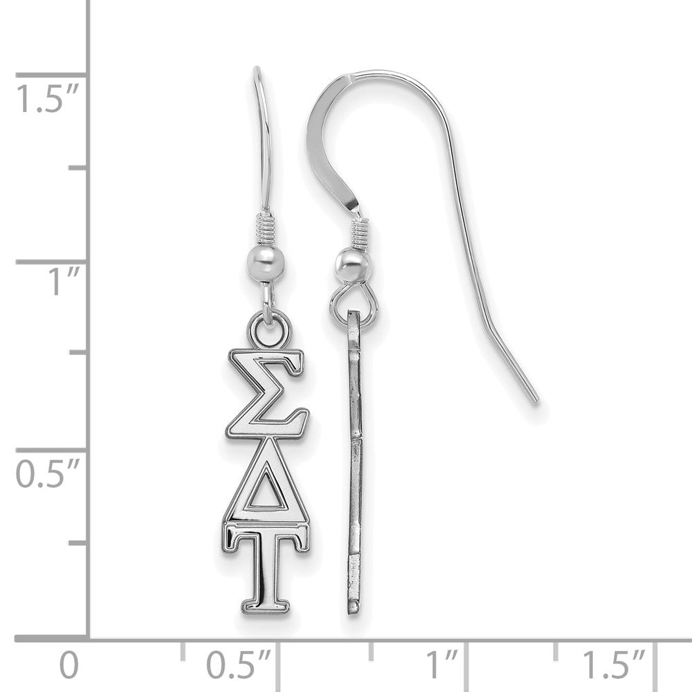 Sterlingsilber Rhodiniert Logoart Sigma Delta Tau Extra Sorority Greek Buchstaben Klein Hängend Draht Ohrringe
