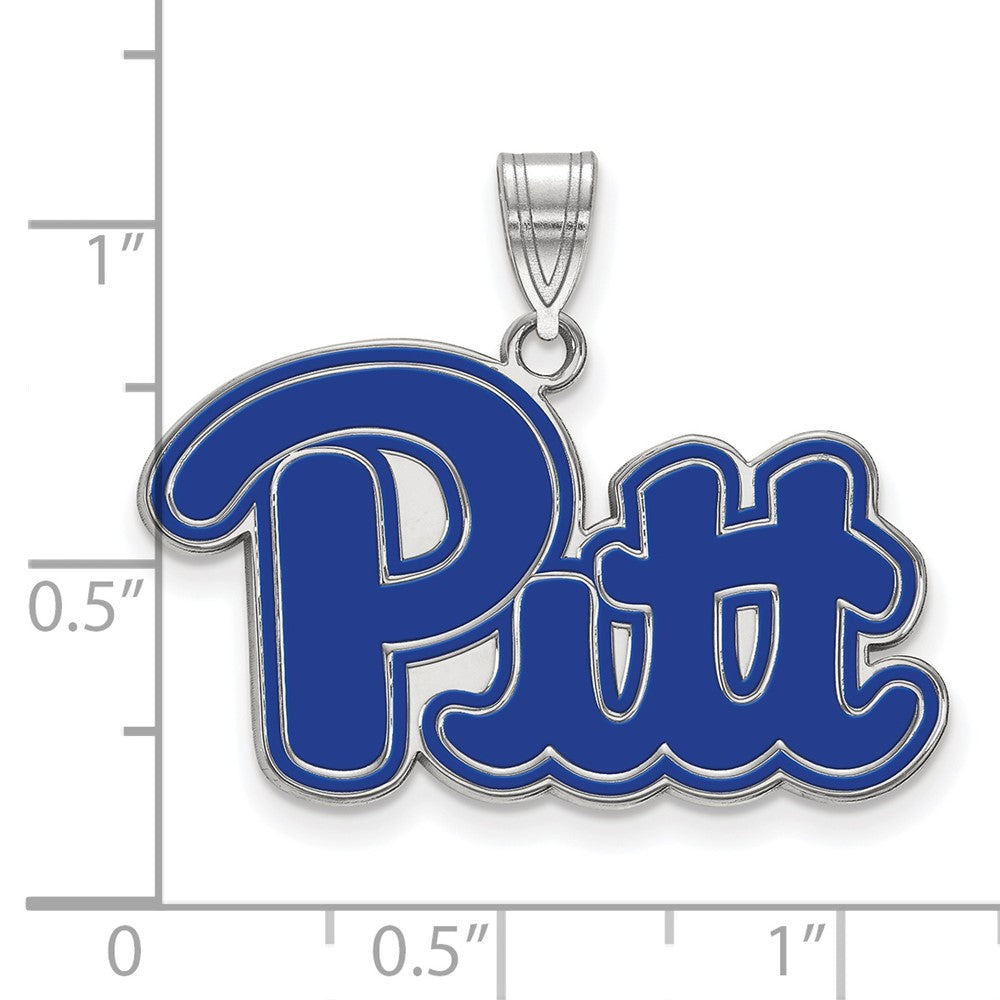Sterlingsilber Rhodiniert Logoart University Of Pittsburgh Groß Emailliert Anhänger