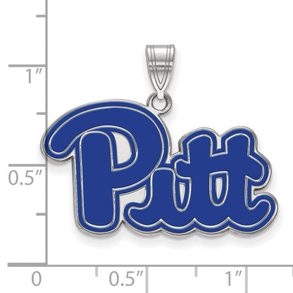 Sterlingsilber Rhodiniert Logoart University Of Pittsburgh Groß Emailliert Anhänger