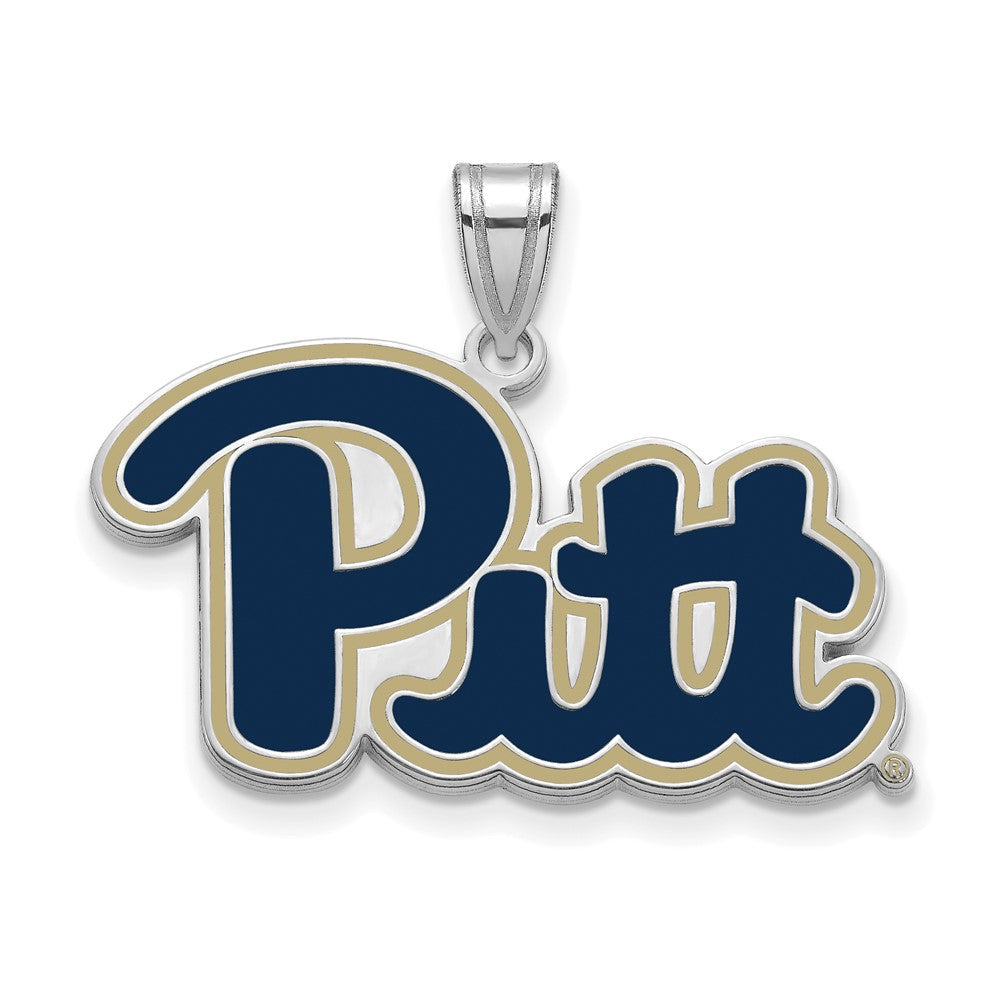 Sterlingsilber Rhodiniert Logoart University Of Pittsburgh Groß Emailliert Anhänger