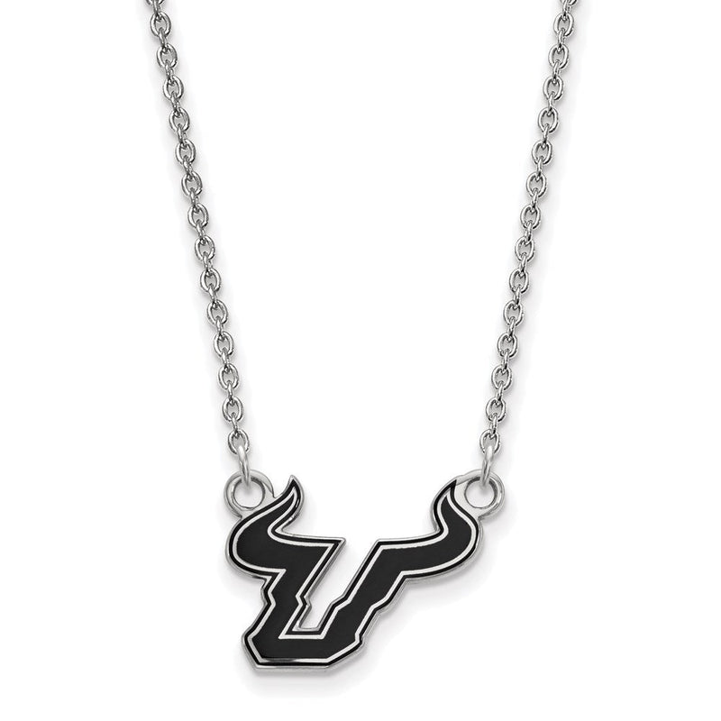 Sterlingsilber Rhodiniert Logoart University Of South Florida Bull Klein Emailliert Anhänger 18 Zoll Halskette